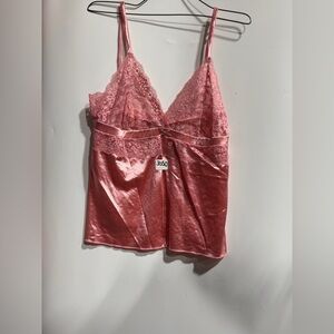 #3050-Secret Treasures Pink Satin Lace Top